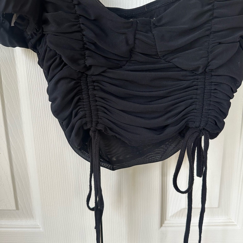 Black Ruched Women's Top - Picture 2 of 6